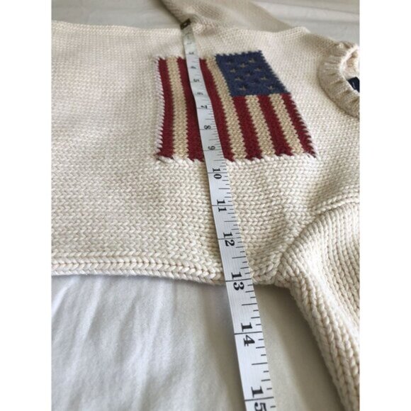 Ralph Lauren Kids Knit American Flag Sweater Girls 4T Ivory/Beige Cotton - Picture 8 of 9